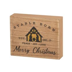 Picture of Dicksons CHTPLK34-210 Stable Born Merry Chmas 4x3 Wood Plaque