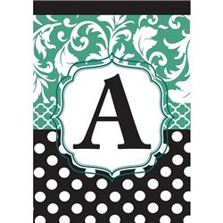 1022 Garden - Monogram 'A' Black & Aqua