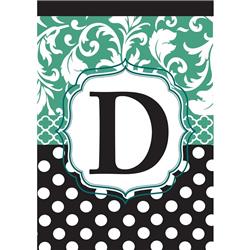 1025 Garden - Monogram 'D' Black & Aqua