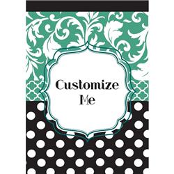 10016 Garden, Blank Monogram Black & Aqua