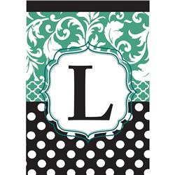 1032 Garden - Monogram 'L' Black & Aqua