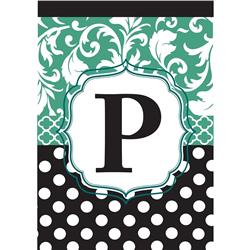 1035 Garden - Monogram 'P' Black & Aqua