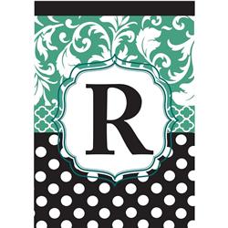1036 Garden - Monogram 'R' Black & Aqua
