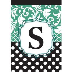 1037 Garden - Monogram 'S' Black & Aqua