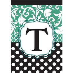 1038 Garden - Monogram 'T' Black & Aqua