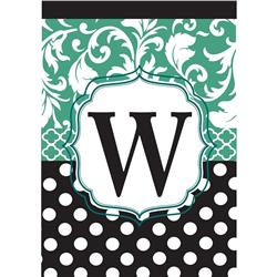1039 Garden - Monogram 'W' Black & Aqua