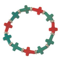 Picture of Dicksons 30-6362T Bracelet SP CZ/TURQ/CORAL MULTI CRS