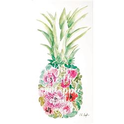 PLK816-2017 PLQ WALL FLORAL PINEAPPLE MDF 8X16