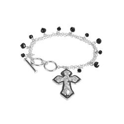 Picture of Dicksons 30-4944T Bracelet Cross Jet Bead Silver Toggle