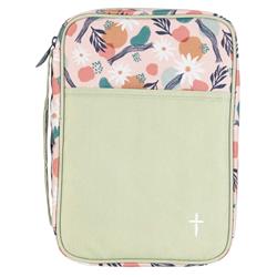 BCK-L267 Bible Cover Floral With Cross Large