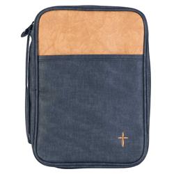 BCV-L204 Bible Cover Black & Tan With Cross