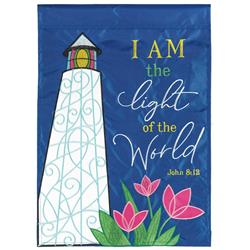 FLAG-2110 Flag Colorful Lighthouse John 8:12 13x18