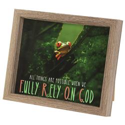 FRMWDWG-108-61 Framed Wall Art Rely On God Woodgrain