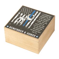 WOODBOX-128 Wood Box Remember And Honor Police
