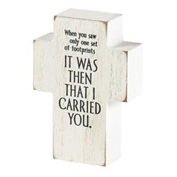 TPLKC34-71 Tabletop Plaque Cross Footprints