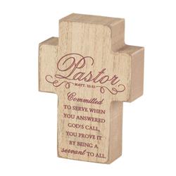 TPLKC34-75 Tabletop Plaque Cross A Pastor Devoted