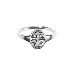 35-8260 Ring Filigree Oval Cross Size 8 Silver