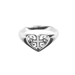 35-8251 Ring Filigree Heart Cross Size 8