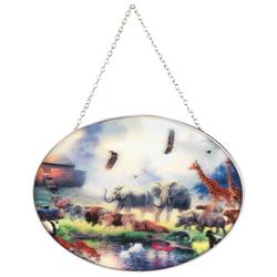 SUNCG-1010 Oval Suncatcher Noahs Ark MultiColor 9in