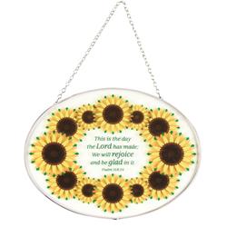 SUNCG-1016 Oval Suncatcher This Day Sunflower 9in
