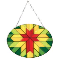 SUNCG-1017 Oval Suncatcher Multi Color Cross 9in