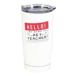 Picture of Dicksons SSTUMW-142 Tumbler Hello Name Is Teacher White 20oz