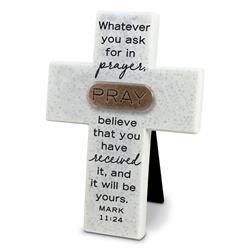 11161 Tabletop Cross Copper Accented Pray