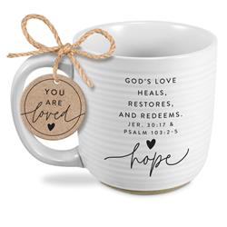 18451 Mug Hold Onto Hope Textured White Hope