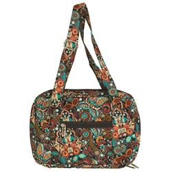 BCC-7023 Bible Cover Brown Floral Quilted Large