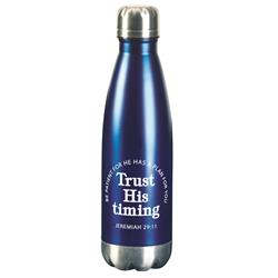 Picture of Dicksons SSWBBL-13 Water Bottle Trust His Timing Blue 17 oz