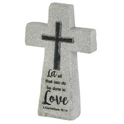 TTCR-347 Tabletop Cross Love 1Cor.16:14 Resin 7in