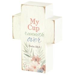 TPLKC34-85 Tabletop Cross Plaque Cup Runneth Over