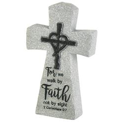 TTCR-349 Tabletop Cross Faith 2Cor.5:7 Resin 7in