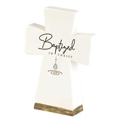 TTCR-836 Tabletop Cross Baptized In Christ Resin
