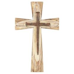 WWC-74 Wood Wall Cross With Nails Resin 19.5in