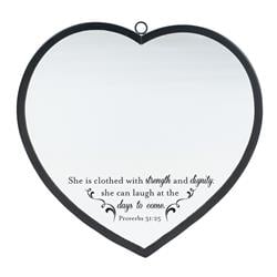 Picture of Dicksons HMW-08-09SBK Heart Mirror She Is Prov 31:25 Sm Black