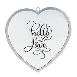 HMW-10-03C Heart Mirror Hello Love Med Silver