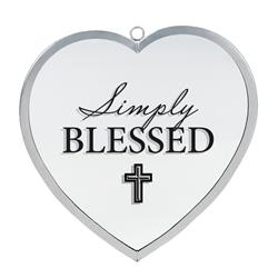 HMW-10-16C Heart Mirror Simply Blessed Med Silver
