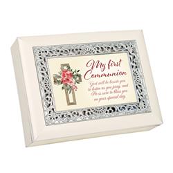 OMB228SIV Music Box Ornate First Communion Ivory