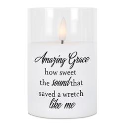 PGC-04-18SWH LED Candle Amazing Grace How Sweet 4in