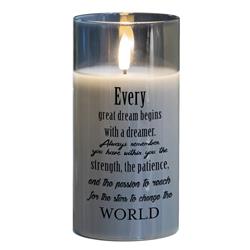 PGC-06-27GY LED Candle Every Great Dream Begins 6in