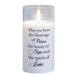 PGC-06-19SWH LED Candle May You Have Blessings 6in