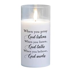 PGC-06-18SWH LED Candle When You Pray God Listens 6in