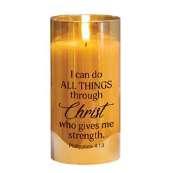PGC-06-16SGD LED Candle I Can Do All Phil 4:13 6in