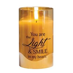 PGC-05-08GD LED Candle You Are The Light & Smile 5in