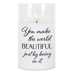PGC-05-25WH LED Candle You Make The World 5in White