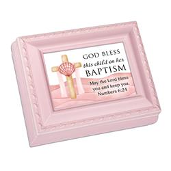 TS801SP KeepsakeBox God Bless Child Baptism Pink