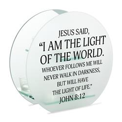 MCH12SR Tealight Holder I Am The Light John 8:12