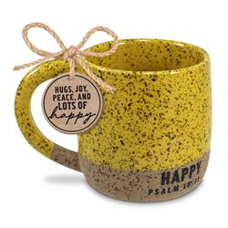 Picture of Dicksons 18522 18 oz Unisex Speckled Stone Happy Mug, Yellow - One Size