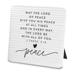 40459 4 x 4 in. Unisex The Lord of Peace Tabletop Plaque, White - One Size